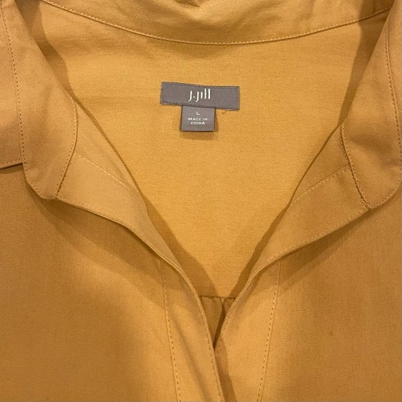 J.Jill Women's Peach 100% Silk‎ Button Up Long Sleeved Shirt, Size L - Picture 5 of 7